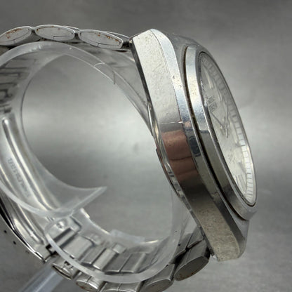 Seiko 5 Actus SilverWave Watch Men 38mm Silver Tone Steel Daydate 6306-8010 Runs3
