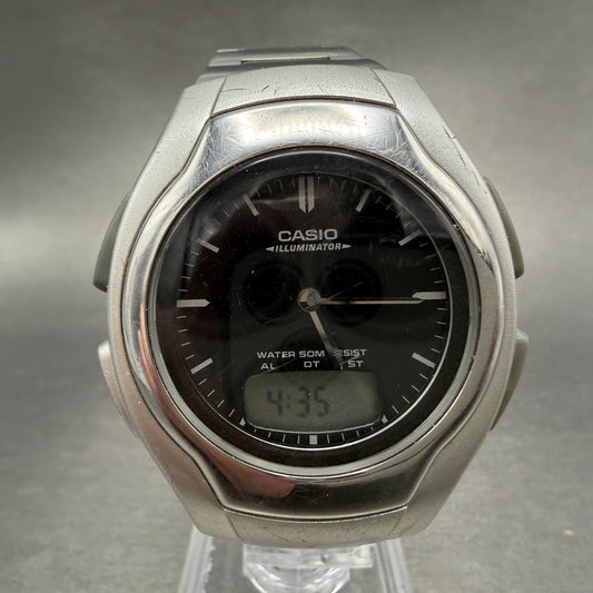 Casio AW-E10 Watch Men 37mm Black Dial Silver Tone Analog Digital new battery AB0