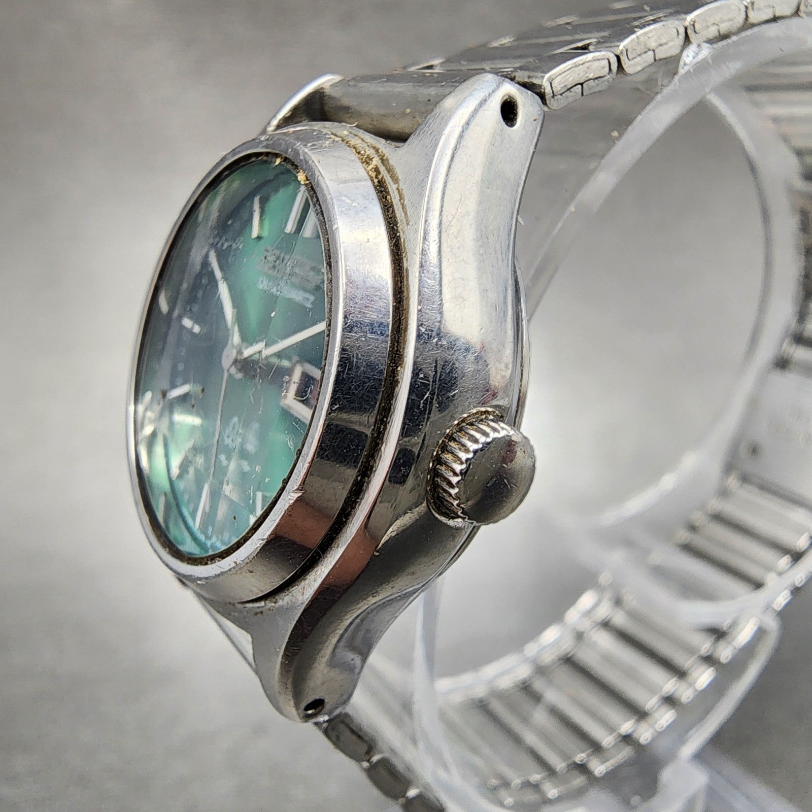 Seiko Watch Women 25mm Green Dial Silver Tone Daydate 43260070 New Battery2