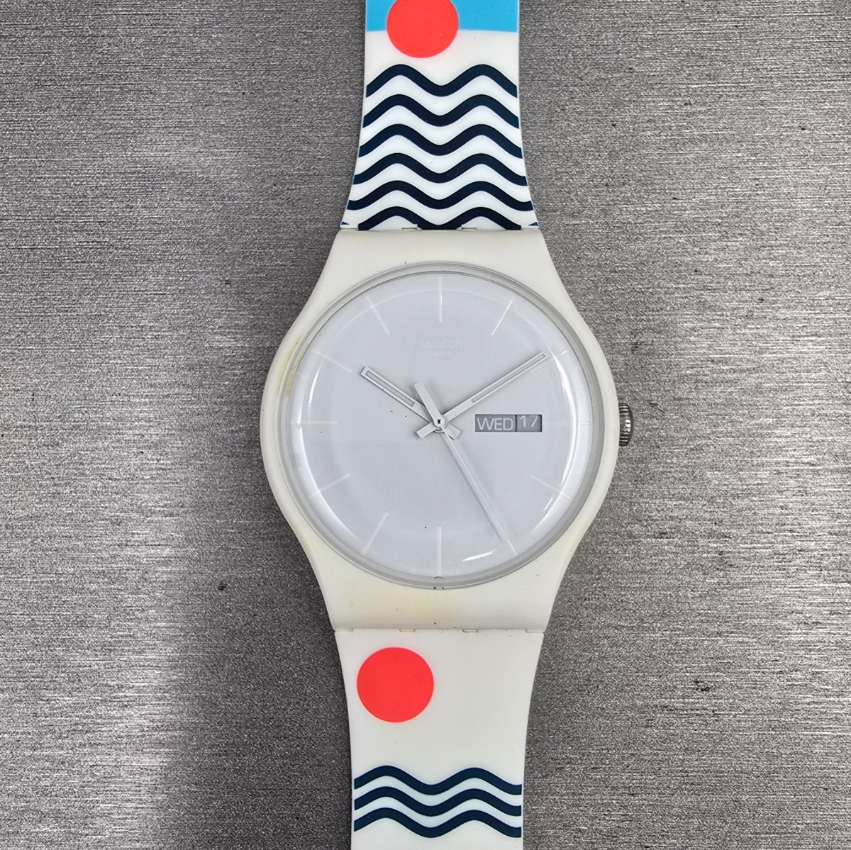Swatch Perfect Ride Watch Men 41mm White Dial White Case SUOW701J New Battery0