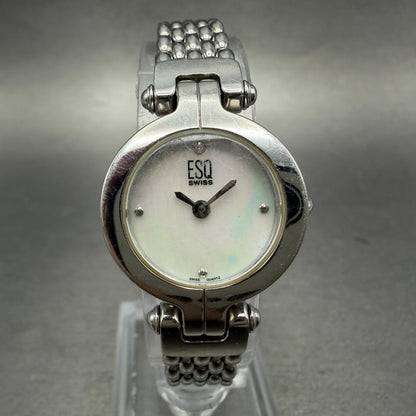 ESQ Watch Women 22mm MOP Dial Silver Tone Round E5418 New Battery0
