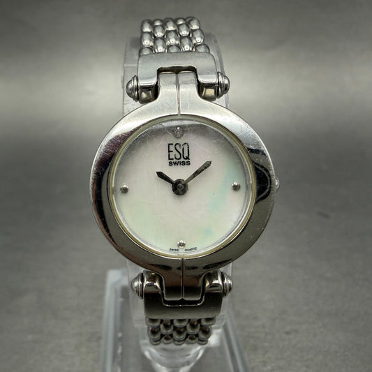 ESQ Watch Women 22mm MOP Dial Silver Tone Round E5418 New Battery0