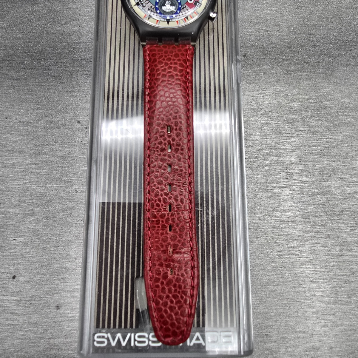 Swatch Chrono Atz Eco Watch Men 37mm Blue Dial Gray Case SCM401 New Battery NOS5