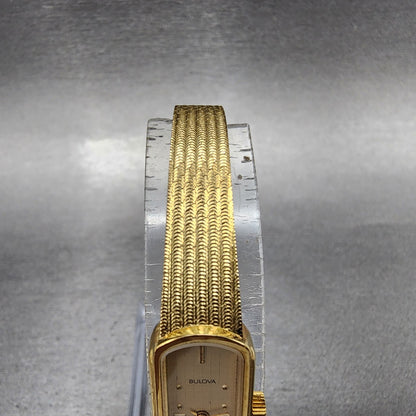 Bulova Watch Women 12mm Cream Dial Gold Tone Oval 92T29 New Battery NOS7