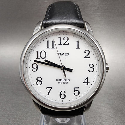 Timex Easy Reader Watch Men 35mm White Dial Silver Tone Indiglo Round New Batt0