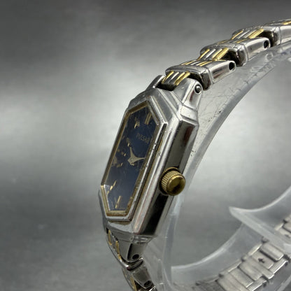 Pulsar Watch Women 15mm Blue Dial Two Tone Hexagon 1N00-X259 New Battery2