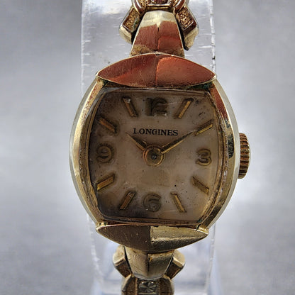 Longines Watch Women 15mm White Dial 10K Gold Filled Oval Cal 14.16 PARTS2