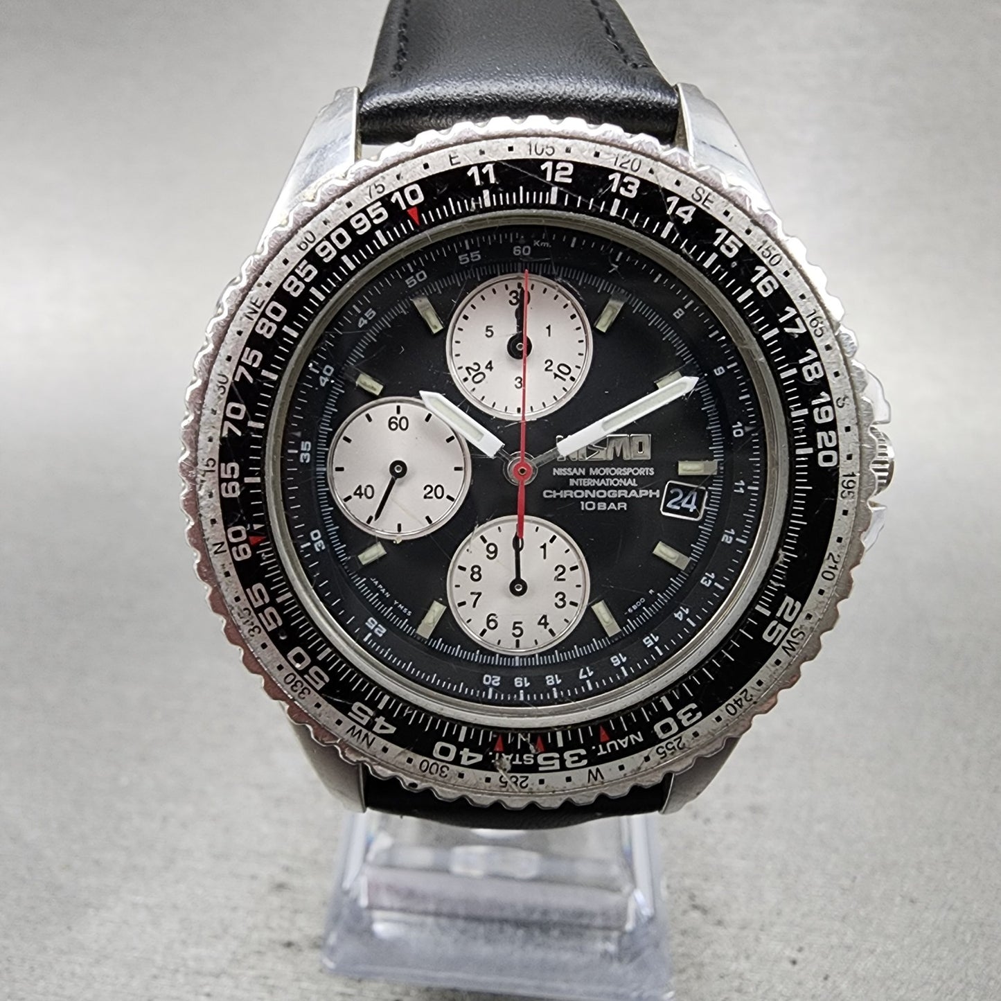 Nissan NISMO Chronograph Watch Men 40mm Black Dial Steel Date Round New Battery1