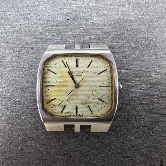 Seiko Watch Men 32mm White Dial Silver Tone Rectangle 7810-5019 Vintage PARTS0