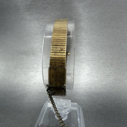 Seiko Tank Watch Women 17mm Champagne Dial Gold Tone 5420-5319 New Battery7