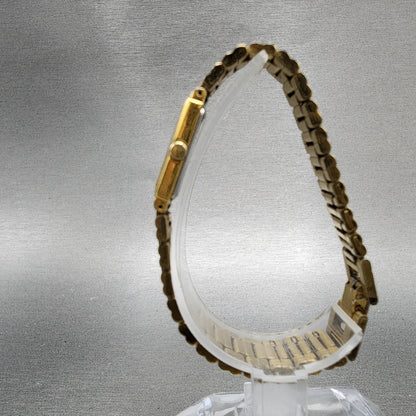 Seiko Tank Watch Women 13mm Champagne Dial Gold Tone 2e206320 New Battery6