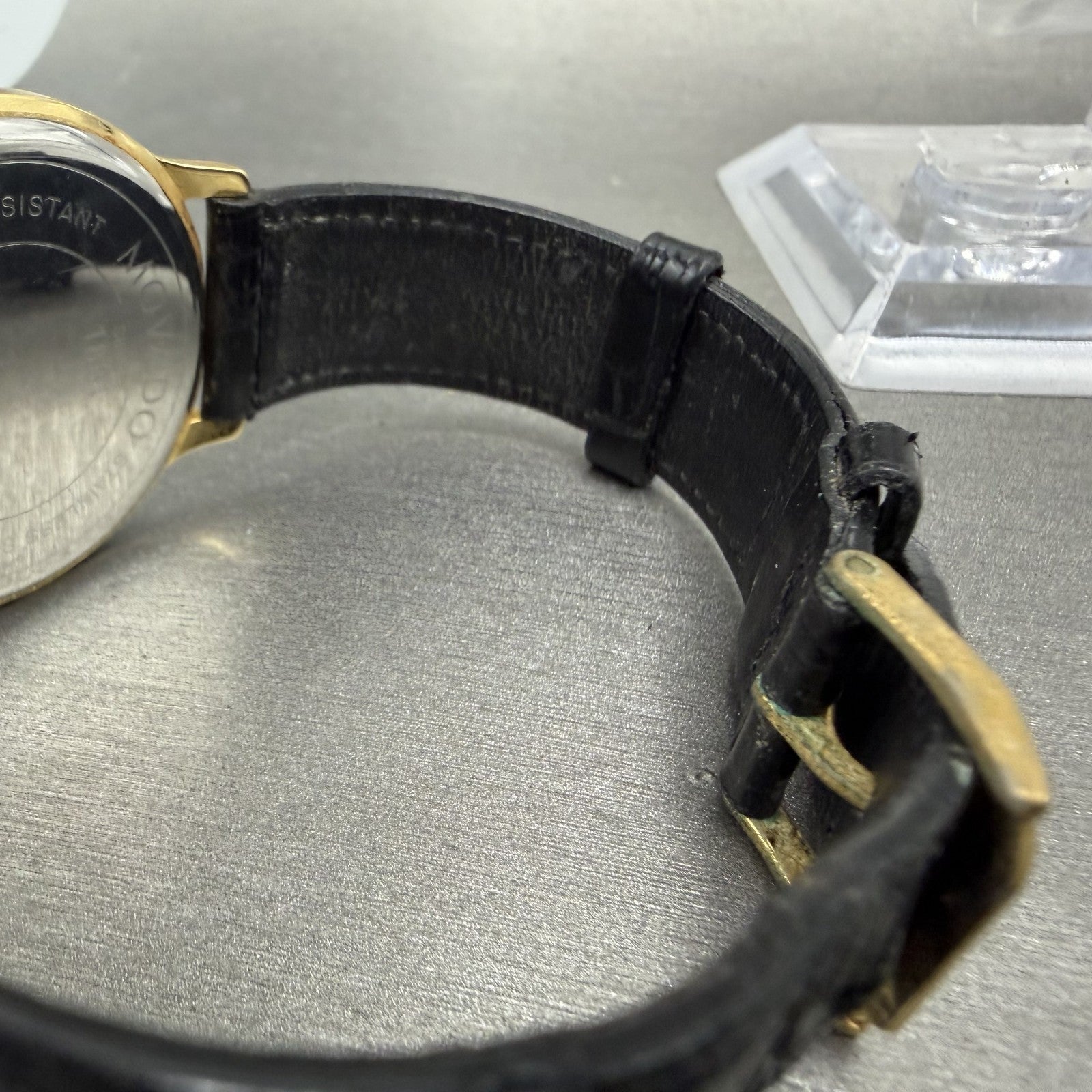 Movado Museum Watch Men 35mm Black Dial Gold Tone Round 87E40844 New Battery A13