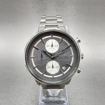 Seiko Wired Chronograph Watch Men 40mm Silver Dial Steel Date Vd57-kjd0 New Batt