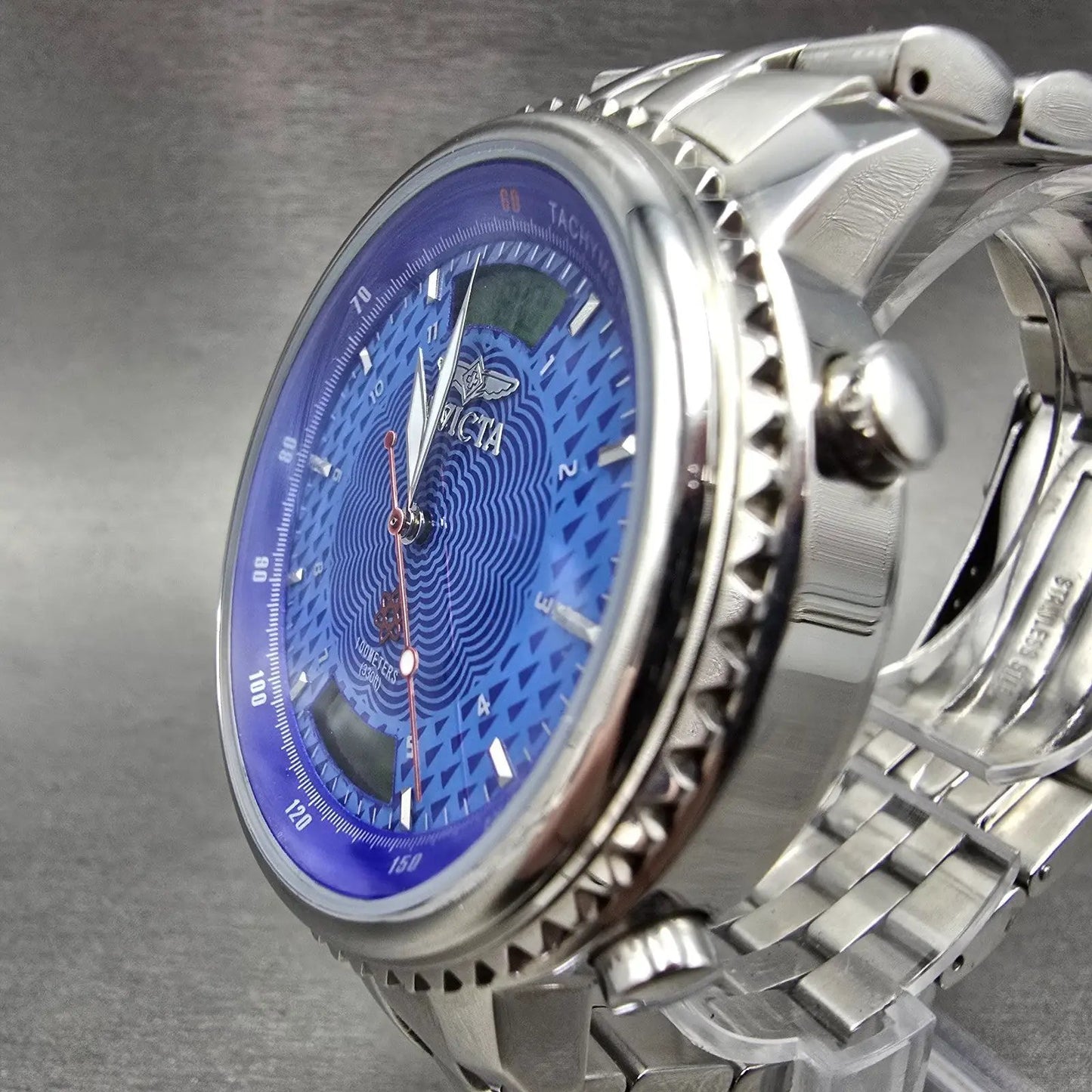 Invicta Atomic Watch Men 44mm Blue Dial Steel Chronograph 4045 New Battery LP2