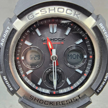 Casio G-Shock AWG-M100 Watch Men 47mm Black Silver Alarm Chrono Solar Works1