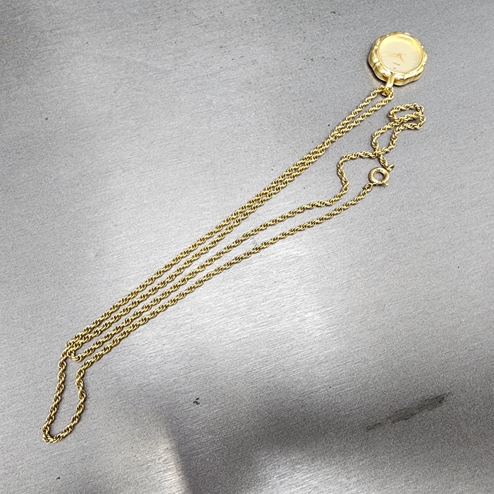 Seiko Necklace Watch Women 21mm Champagne Dial Gold Tone 1f210a10 New Battery5