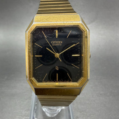 Citizen CQ Tank Watch Men 26mm Black Dial Gold Tone Octagon 4031-S11294 PARTS0