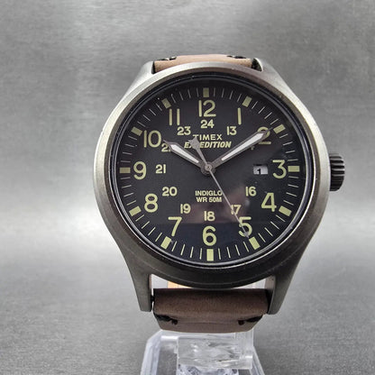 Timex Expedition Scout Watch Men 40mm Black Dial Gray Tone Date Round New Batt5