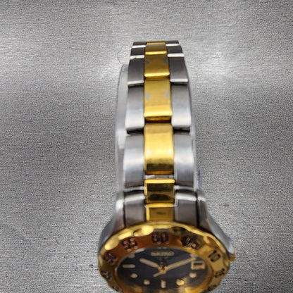 Seiko Sports 50 Watch Women 25mm Blue Dial Two Tone Date Round 7N820329 New bat4