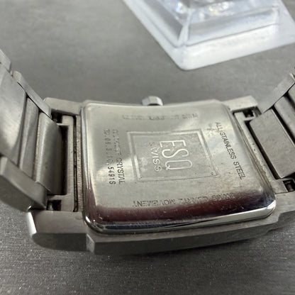 ESQ Tank Watch Women 25mm MOP Dial Silver Tone Rectangle Crystals New Battery9