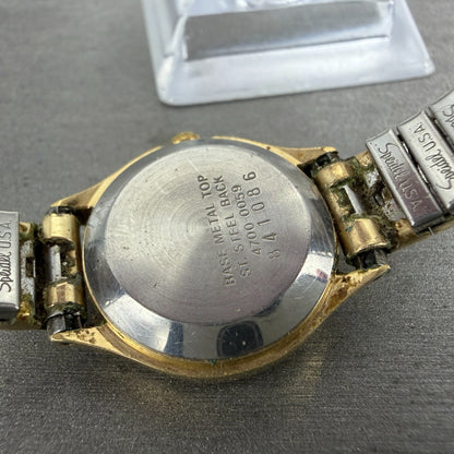 Seiko Watch Women 23mm Champagne Dial Gold Tone Round 4700-0059 New Battery VTG9