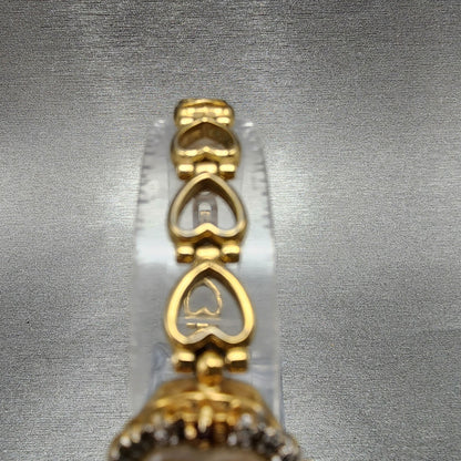 Elgin Heart Watch Women 19mm Champagne Dial Gold Tone Ruby Diamond Bezel New Bat4