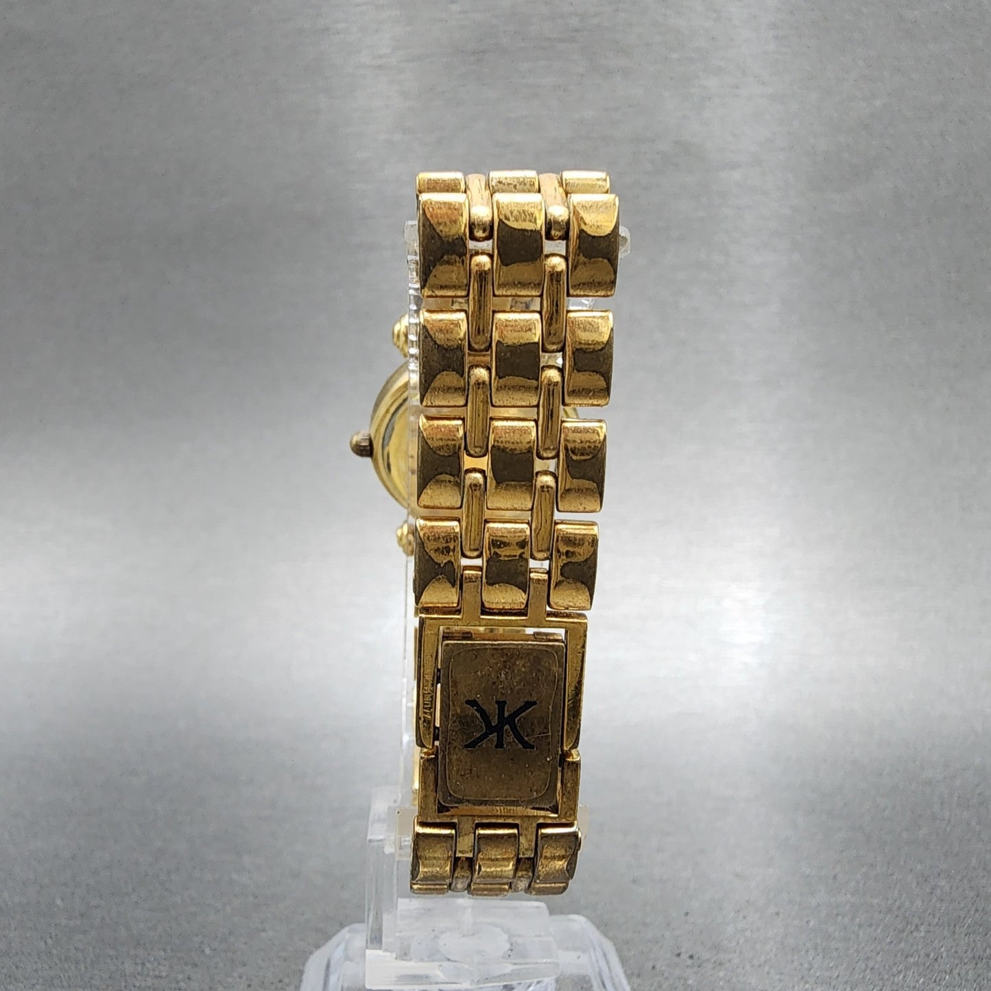 Korloff Watch Women 23mm Black Dial Gold Tone Round New Battery Vintage7
