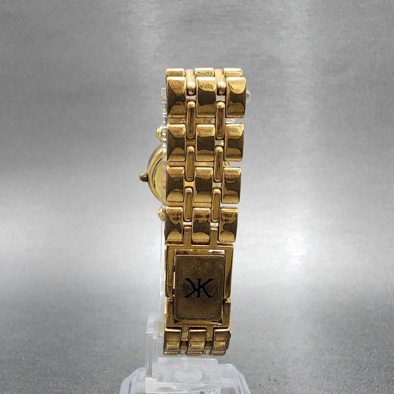 Korloff Watch Women 23mm Black Dial Gold Tone Round New Battery Vintage7