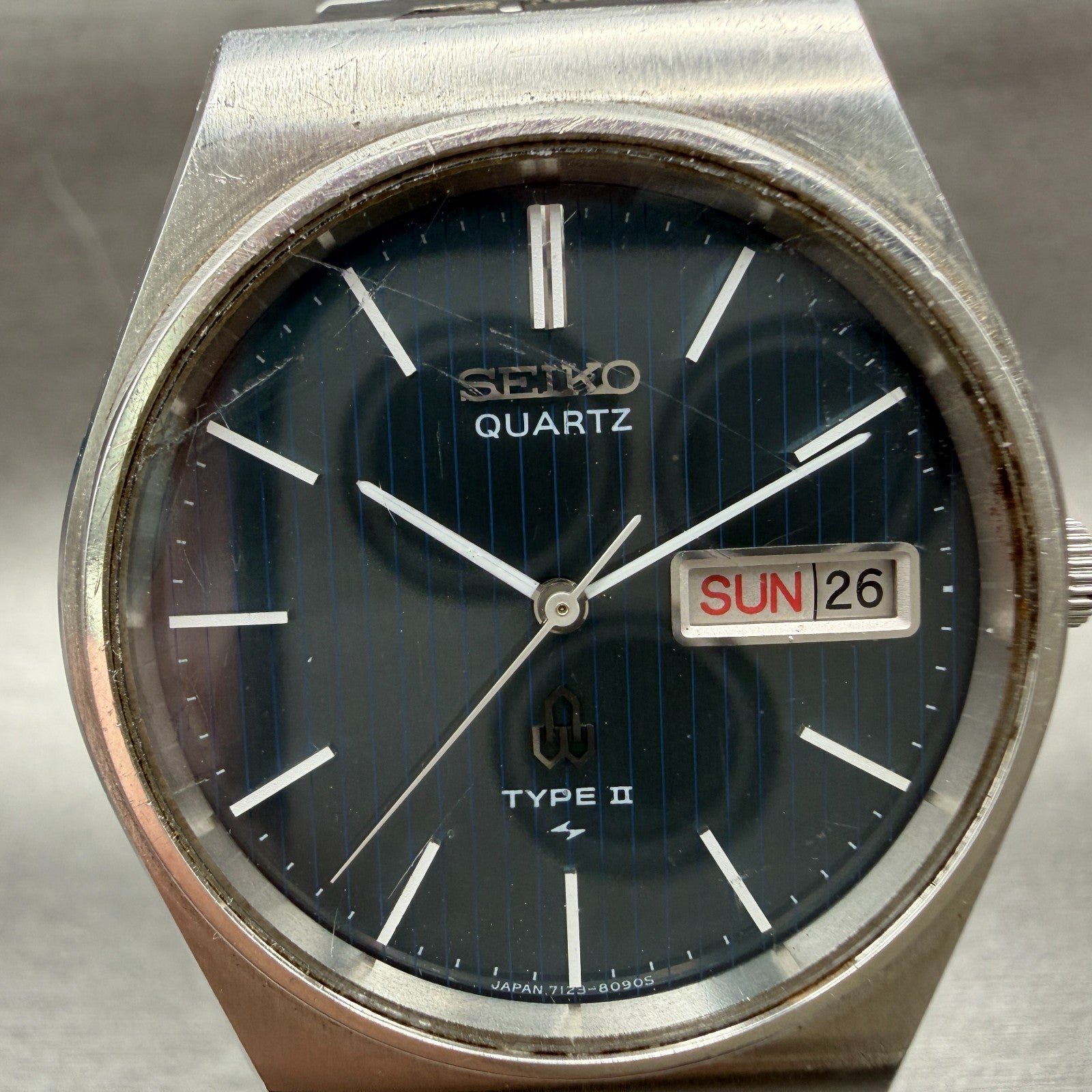 Seiko Type 2 Watch Men 35mm Blue Dial Silver Tone Daydate Round 71238090 Newbat1