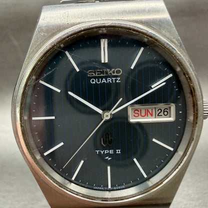 Seiko Type 2 Watch Men 35mm Blue Dial Silver Tone Daydate Round 71238090 Newbat1