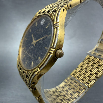 Bulova Watch Men 30mm Black Dial Gold Tone Round 92M83 ETA 976.001 PARTS3