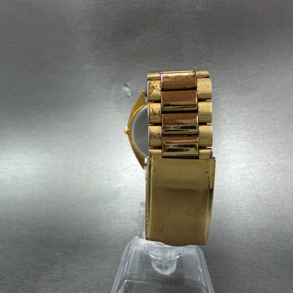 Seiko Watch Men 35mm Champagne Dial Gold Tone Round VTG V701-7A10 New Battery7