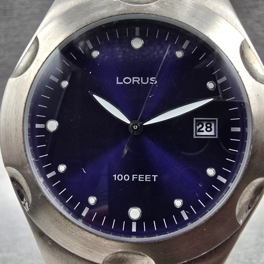 Lorus Watch Men 40mm Blue Dial Silver Tone Date Round LR0552 New Battery1