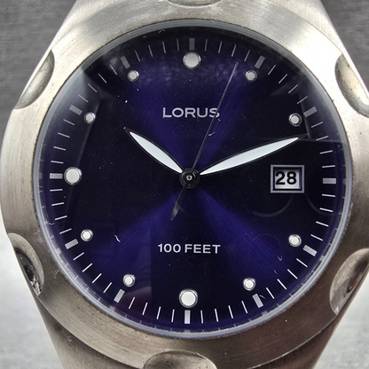 Lorus Watch Men 40mm Blue Dial Silver Tone Date Round LR0552 New Battery1