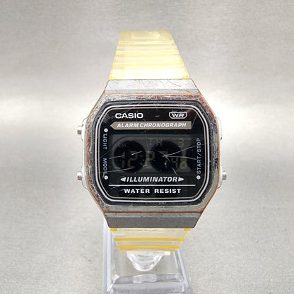 Casio Illuminator Watch Men 36mm Digital Silver Tone Octagon A168XE New Battery0