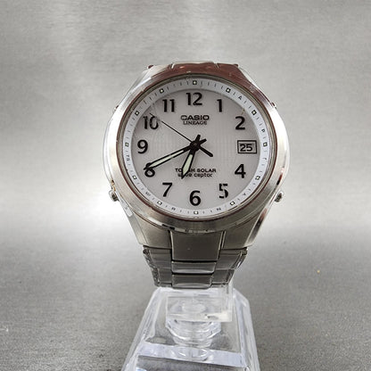 Casio Lineage Watch men 38mm White Dial Steel Date Round Solar LIW120 Runs5