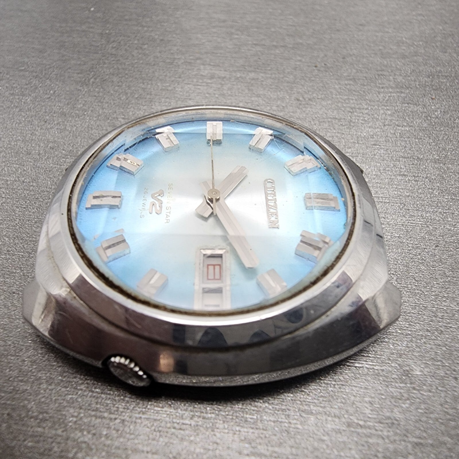 Citizen Sevenstar V2 Watch Men 38mm Blue Dial Steel Daydate 4771206 Auto PARTS6