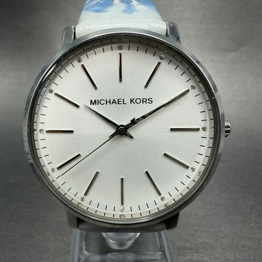 Michael Kors Pyper Watch Women 38mm White Dial Silver Tone Round MK-2917 New Bat0