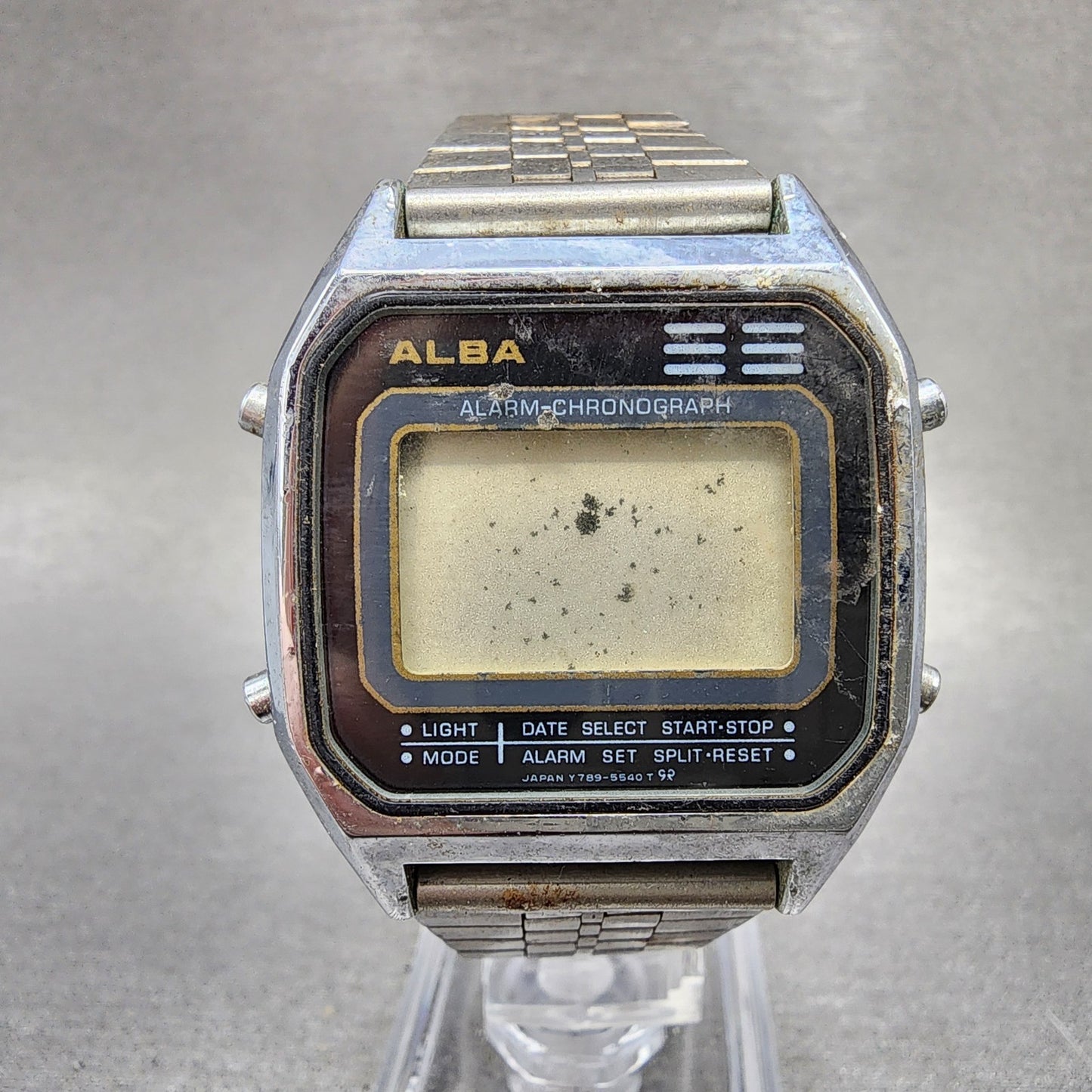 Seiko Alba Digital Watch Men 34mm Alarm Chronograph Daydate Y7895500 PARTS0