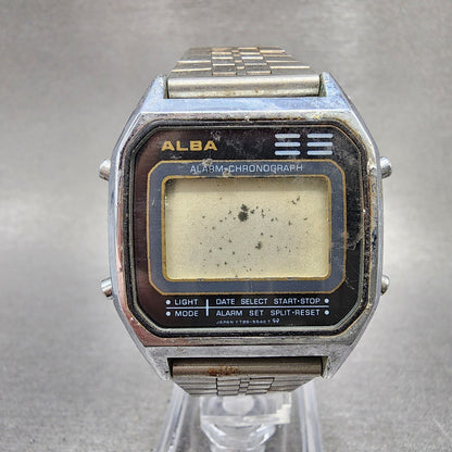 Seiko Alba Digital Watch Men 34mm Alarm Chronograph Daydate Y7895500 PARTS0