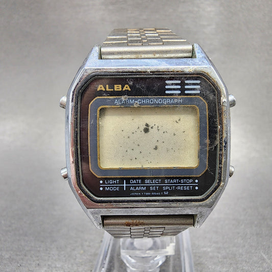 Seiko Alba Digital Watch Men 34mm Alarm Chronograph Daydate Y7895500 PARTS0
