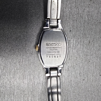 Seiko Watch Women 16mm Black Dial Two Tone Oval 1N00-0PB0 New Battery Vintage10