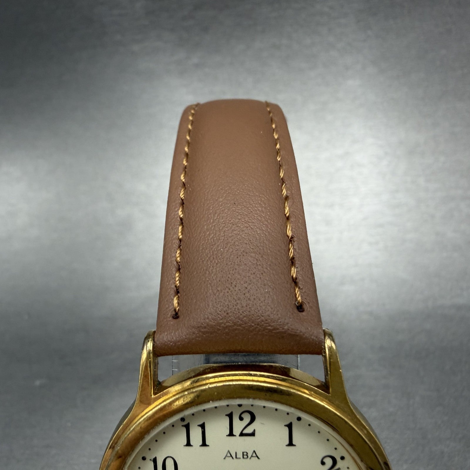 Seiko Alba Watch Men 33mm White Dial Gold Tone Round V501-6K80 New Battery4
