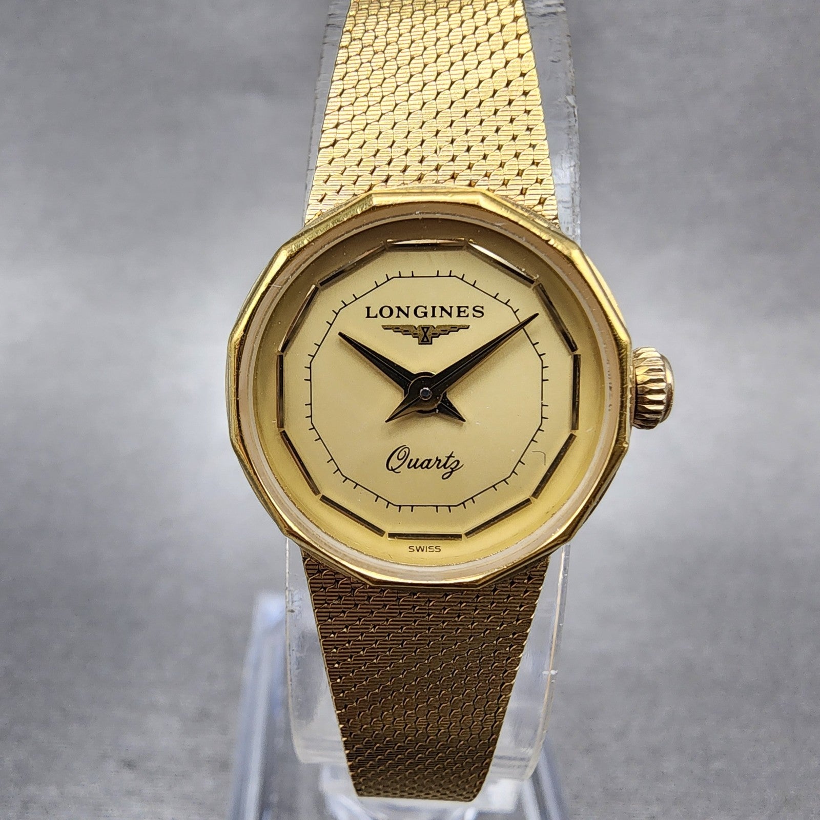Longines Watch Women 19mm Champagne Dial Gold Tone Round New Battery1