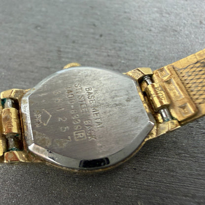 Seiko Watch Women 17mm Gold Dial Gold Tone Oval Vintage 1400-8339 New Battery9
