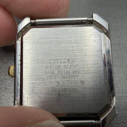 Citizen CQ Tank Watch Men 26mm Silver Dial Two Tone Rectangle 1100-108388 PARTS7