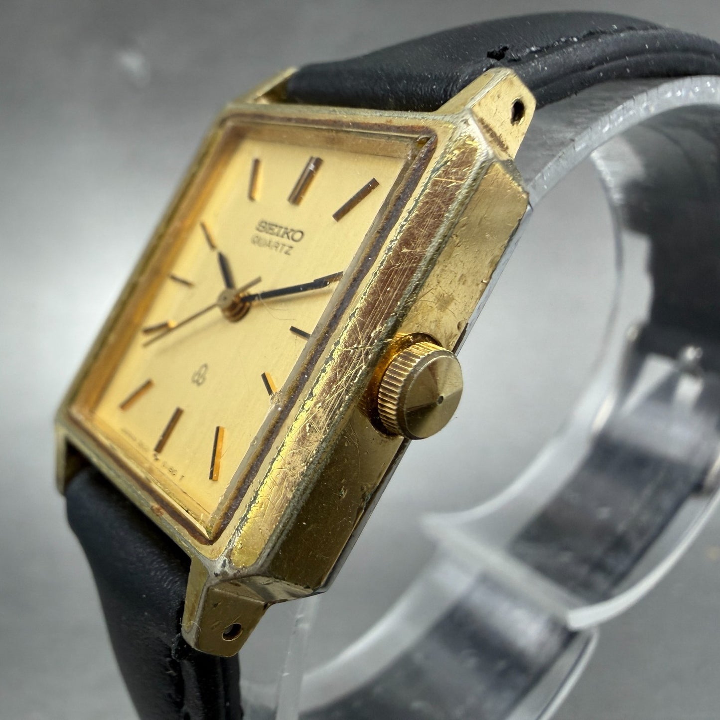 Seiko Tank Watch Women 20mm Champagne Dial Gold Tone 2621-5110 New Battery2