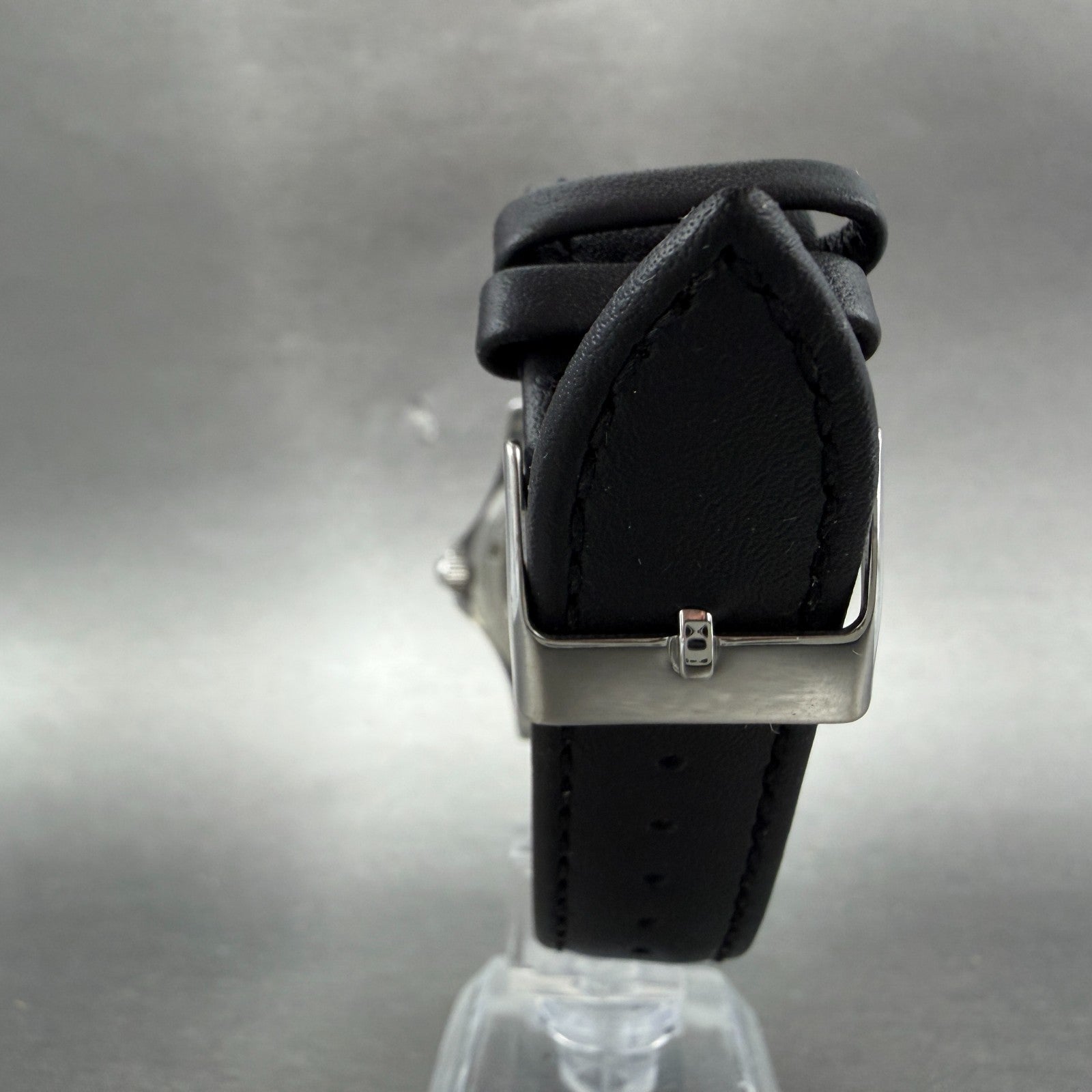 ESQ Watch Men 37mm Gray Dial Silver Tone Date Round 300712 Leather New Battery7