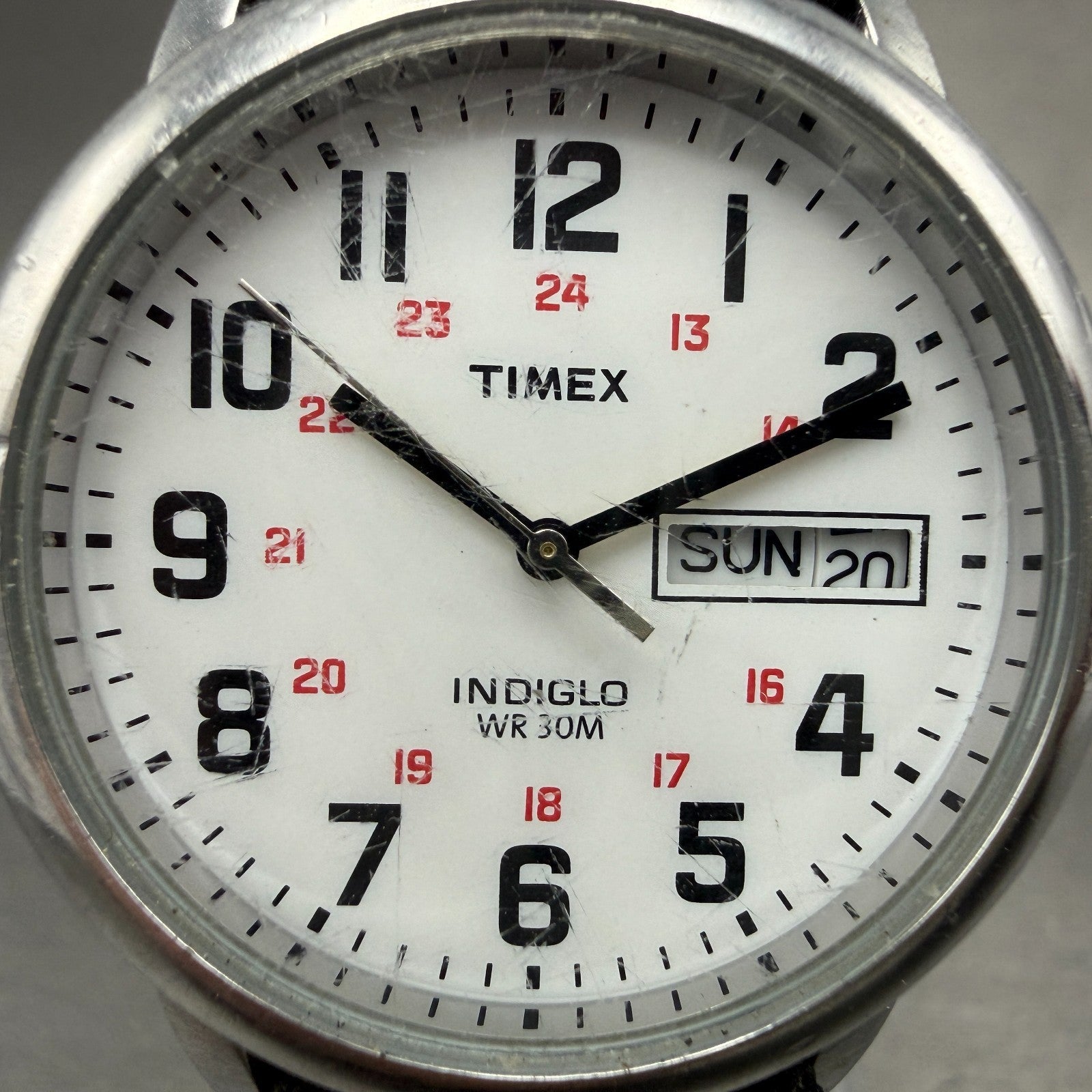 Timex Easy Reader Watch Men 35mm White Dial Silver Tone Daydate T20461 New Batt1
