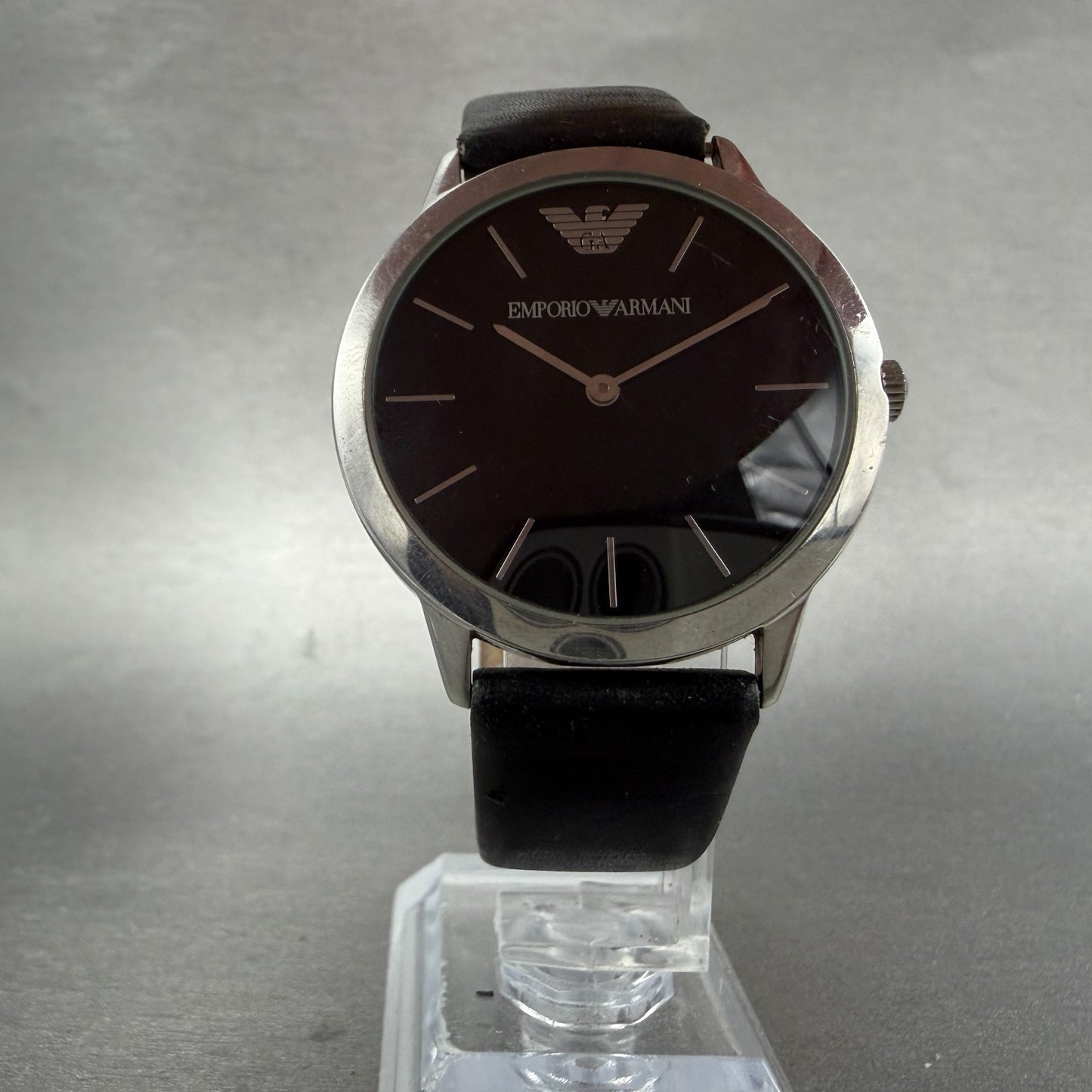 Emporio Armani Watch Men 36mm Black Dial Steel Round AR-2004 New Battery5